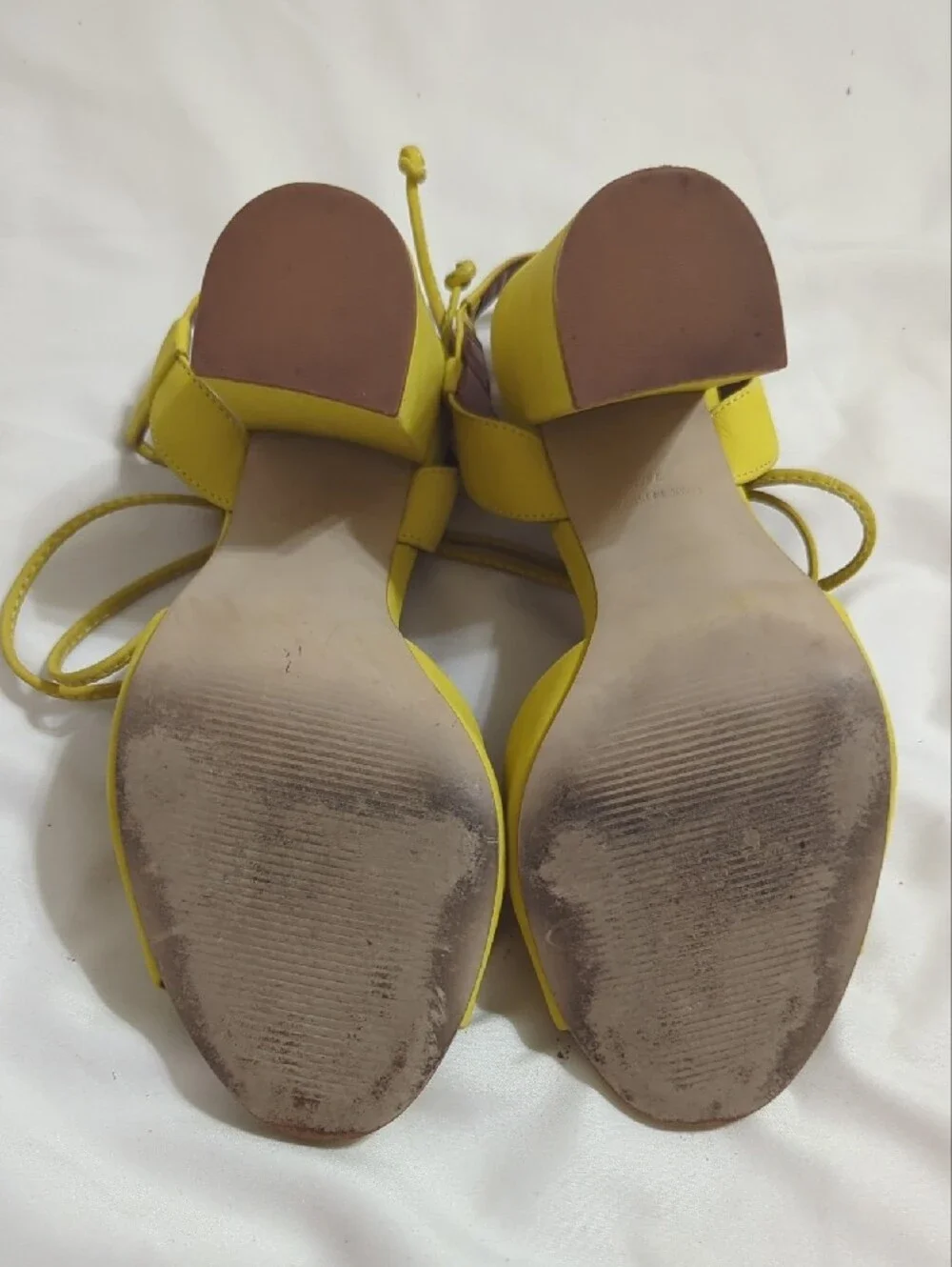 Steve Madden Serrina Leather Lace-Up Heels, Color Yellow Size 7